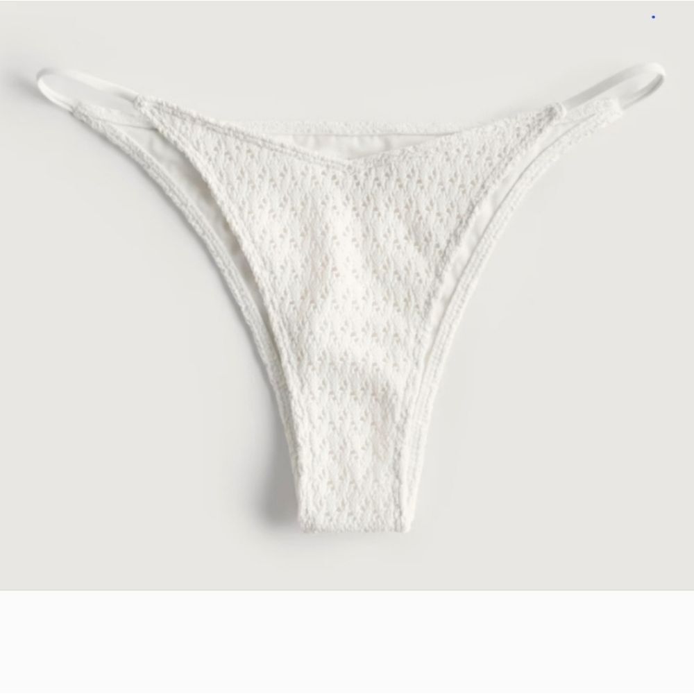 Hollister Crochet Off White High Leg Cheeky Bikini Bottom - Picture 4 of 16